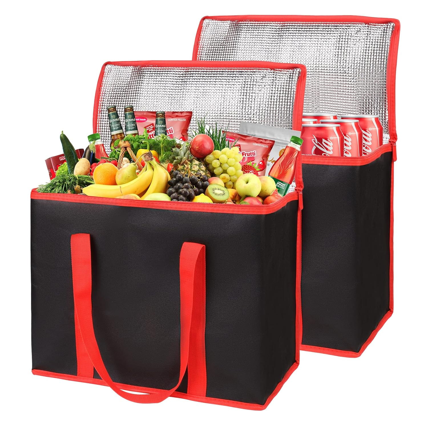 2Pack Insulated Reusable Grocery Bags,Insulated Food Delivery Bag for