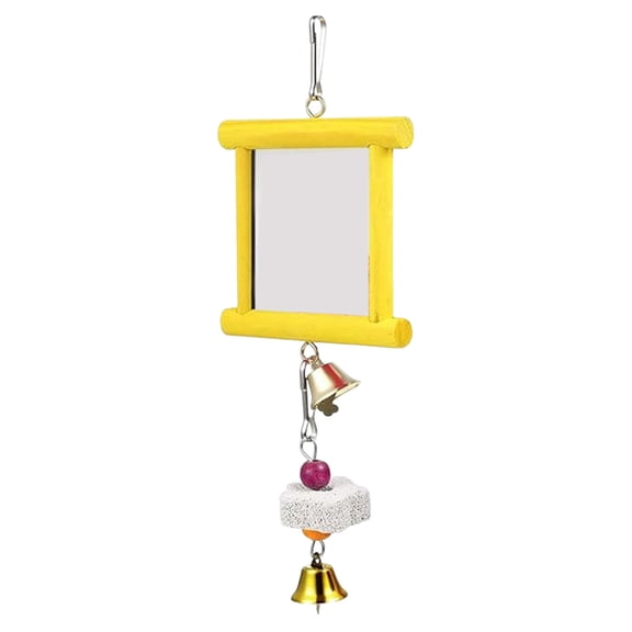 2-Pack Interactive Chicken Mirror Toy Set with Grinding Stones - Hanging Poultry Enrichment for Hens & Parrots, Wooden Swing & Molar Stone for Coop Boredom Relief