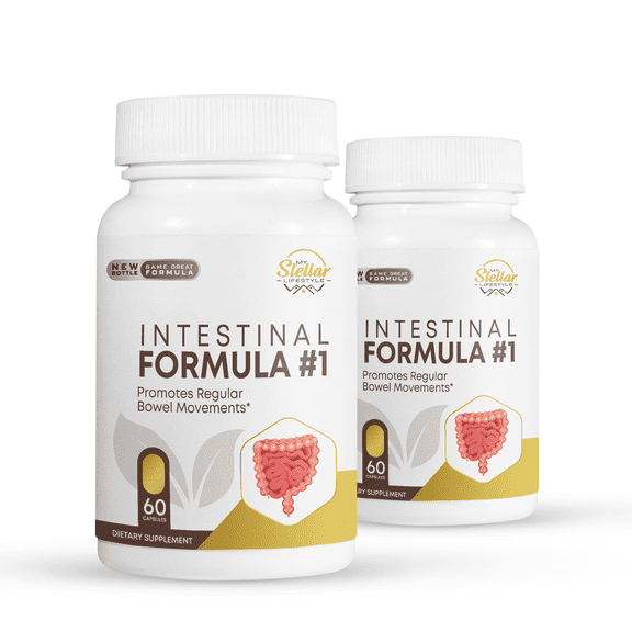 2 Pack Intestinal Formula #1, promotes regular bowel movements & digestive detox-60 Capsules x2