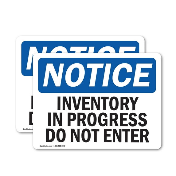 (2 Pack) Inventory In Progress Do Not Enter OSHA Notice Sign 14 Inch X 10 Inch Vinyl Label Decal Sticker Weather Resistant, UV Protected for Workplace, Business, and Construction Site,