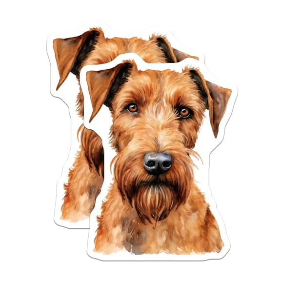 (2 Pack) Irish Terrier Stickers - Watercolor Canine Art Decals - Pet Portrait Decor - Dog Breed Collectible - 5" On Longest Side - Sticks to Smooth Flat Surfaces - Made in USA - BMCS24815
