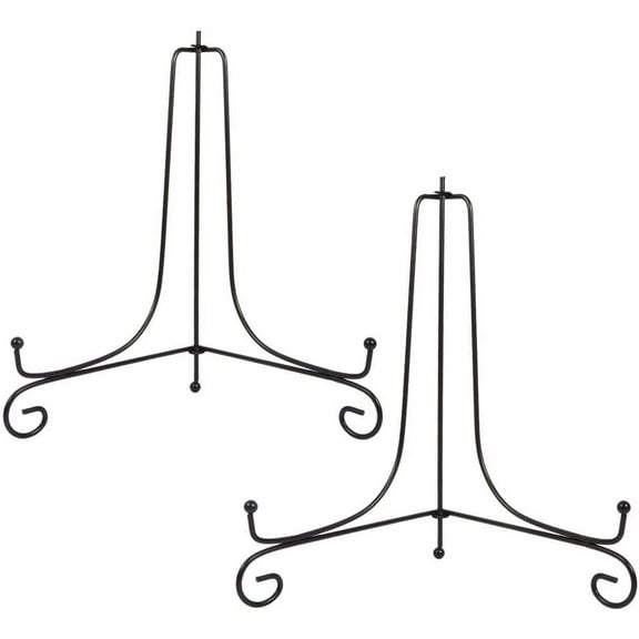 2 Pack Iron Display Stand, Black Iron Easel Plate Display Photo Holder Stand, Displays Picture Frames, Decorative Plates,Tablets and Art 4 Inch,12 inch,F81793