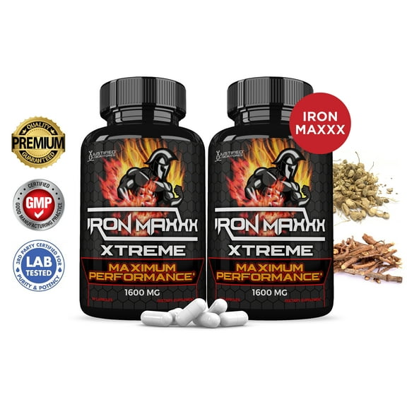 (2 Pack) Iron Maxxx Xtreme 1600mg Natural Male Enhancement Increase Strength Stamina Energy 120 Capsules