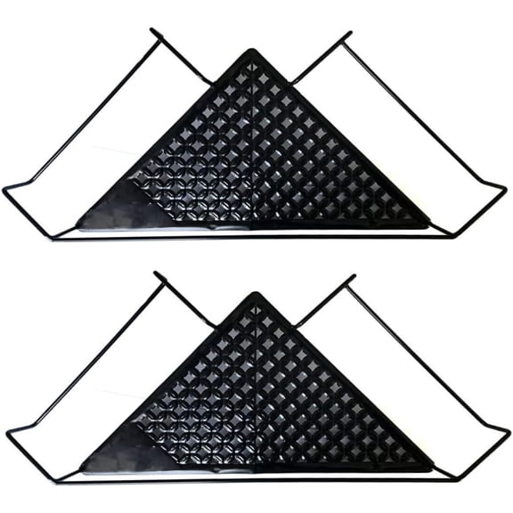 2-Pack Iron Office Cubicle Floating Corner Shelf (Medium, Black, Art Deco, Hanging, 2 Shelves, 16.2x11x2.36 inches)