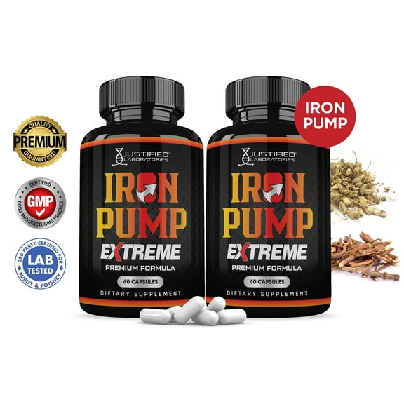 (2 Pack) Iron Pump Extreme 1600MG Advanced Men's Health Formula 120 Capsules