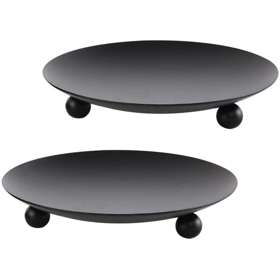 2-Pack Iron Round Candle Holder, Black, Rust-Resistant, Concave Design for Pillar & Tea Lights, Tabletop Decor for Home, Wedding, Christmas (Candles Not Included)