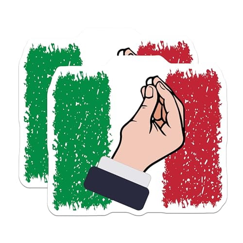 (2 Pack) Italian Gesture Magnets - Italian Flag Magnets - Italy Hand Sign Magnets - 5" On Longest Side - for Cars, Fridges, Toolboxes - Made in USA - MAG5963