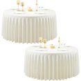 thumbnail image 1 of 2 Pack Ivory Round Tablecloth 60 inch Stretch Spandex Fitted Table Cloth 5FT Round Banquet Tablecloths Wrinkle Free Table Cover Stitch Circle Tablecloth with Ruffle Skirt for Party Wedding Birthday, 1 of 18