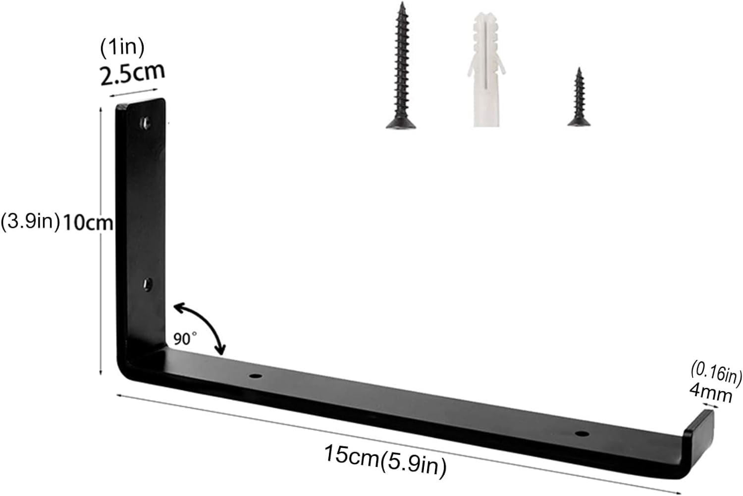 2 Pack J Lip Shelf Bracket Iron Metal Wall Mounted Floating Shelf
