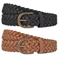 thumbnail image 1 of 2 Pack JASGOOD Women Braided Leather Belts Skinny Woven Belt for Jeans Pant Dresses, 1 of 10