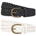 thumbnail image 1 of 2 Pack JASGOOD Women Braided Leather Belts Skinny Woven Belt for Jeans Pant Dresses, 1 of 10
