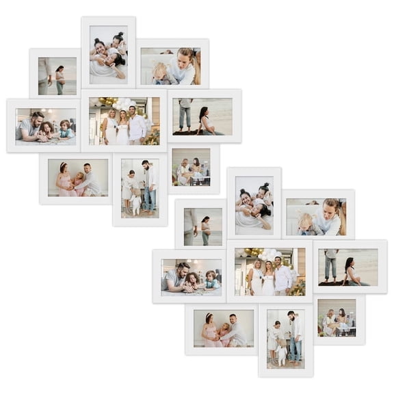 2 Pack JMD 9 Opening 4x6 Family Collage Picture Frames for Wall, White Wall Decor Gallery Set