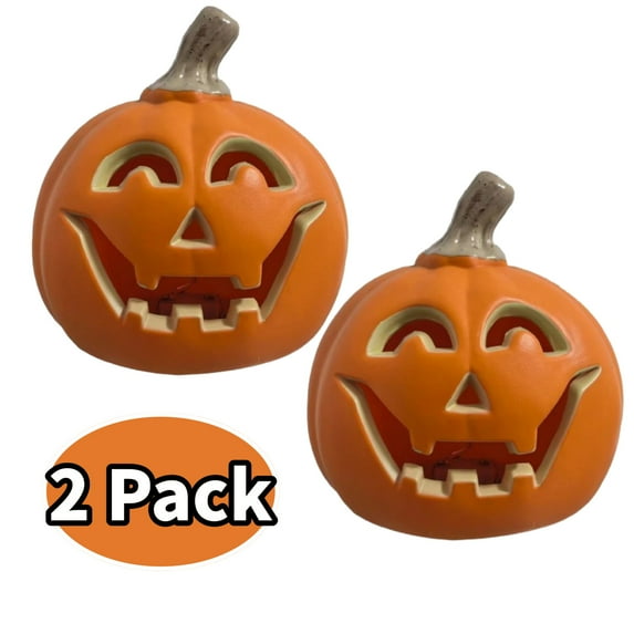 2 Pack Jack O Lantern Halloween Light, Battery Operated Light Up Pumpkin, Pumpkin for Fall Autumn Harvest Thanksgiving Halloween Party Farmhouse Home Front Porch Decor