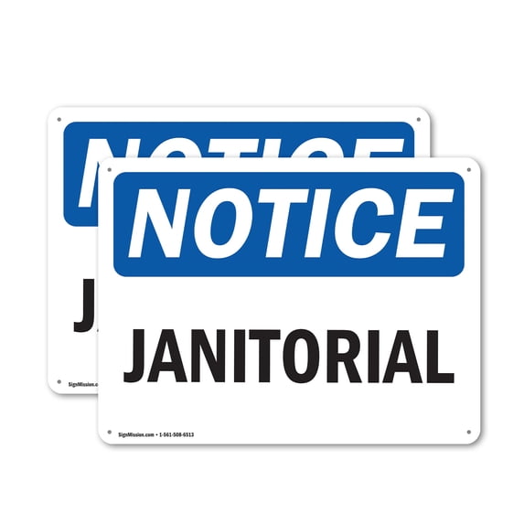 (2 Pack) Janitorial OSHA Notice Sign 24 Inch X 18 Inch Plastic Sign, Weather Resistant, UV Protected for Workplace, Business, and Construction Site, Made in the USA