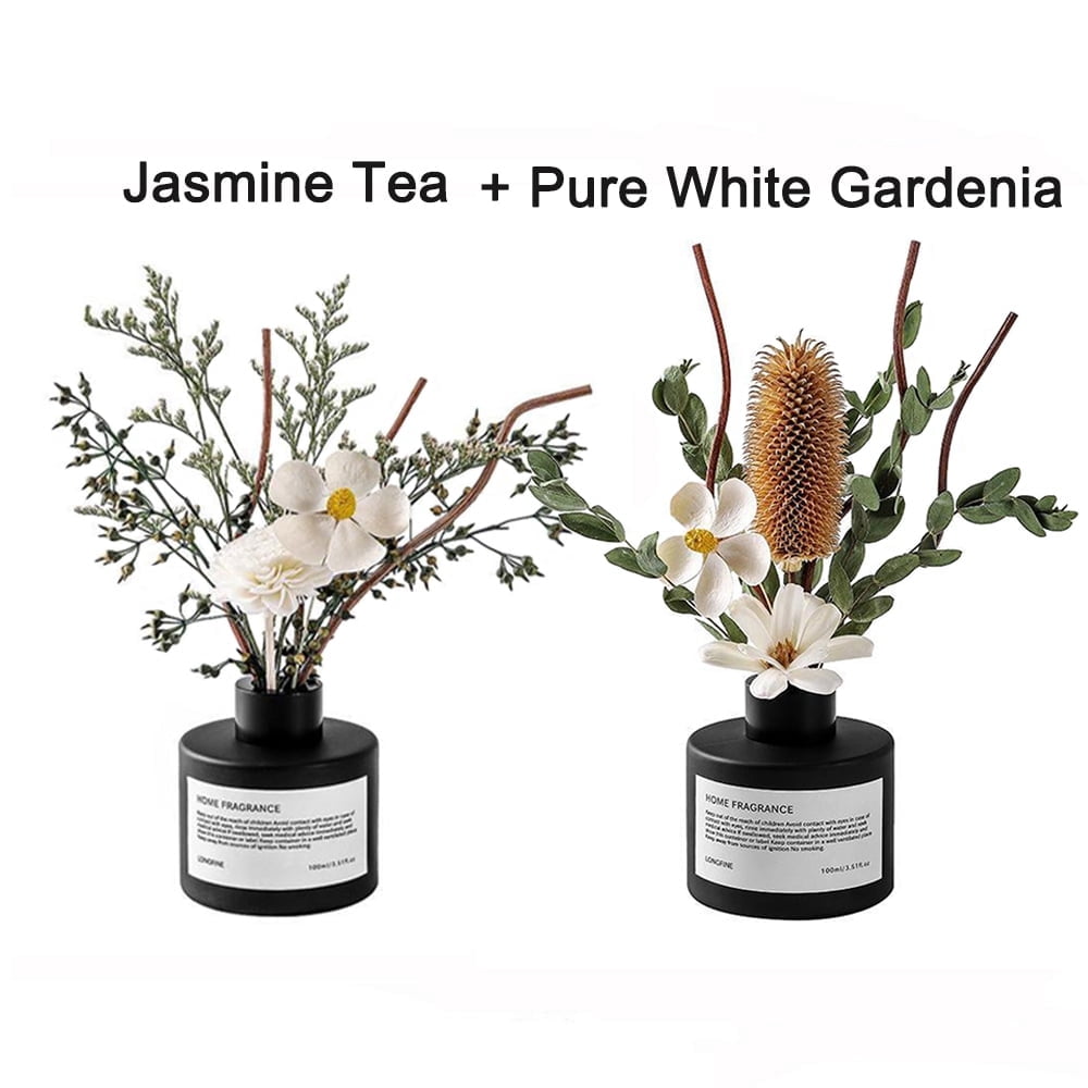 2 Pack Jasmine,Gardenia Scent Reed Diffuser Set with Sticks Dried ...
