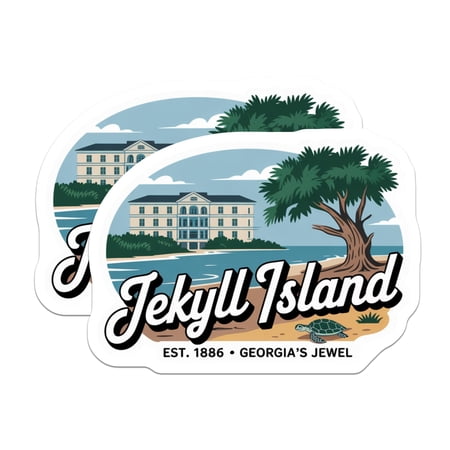 (2 Pack) Jekyll Island Magnets - Georgia Souvenir - Travel Fridge Decor - 5" On Longest Side - Premium Magnet - for Cars, Refrigerators, Toolboxes, Lockers - Made in USA - MAG18658