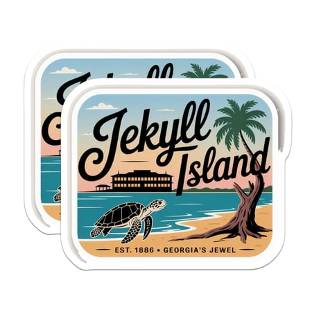 (2 Pack) Jekyll Island Magnets - Georgia Travel Souvenir - Sea Turtle Decor - 5" On Longest Side - Premium Magnet - for Cars, Refrigerators, Toolboxes, Lockers - Made in USA - MAG17868