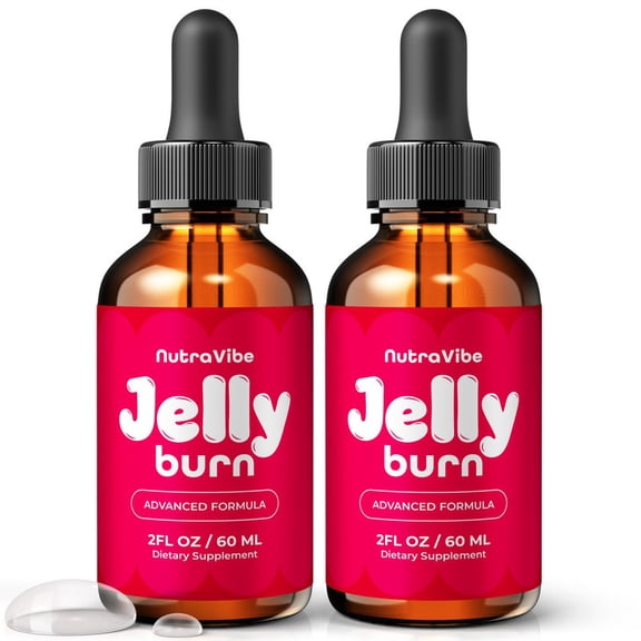 (2 Pack) Jelly Burn Natural Daily Liquid Formula Designed to Align with Fitness Goals, Support an Active Lifestyle & Body Balance | Just a Few Drops for a Fit-Focused Routine (60 Servings)