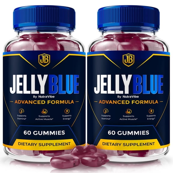 (2 Pack) JellyBlue Gummies with a Natural Daily Blend for Energy & Wellness | Great-Tasting, Easy-to-Chew Jelly Blue Gummies (120 Gummies)