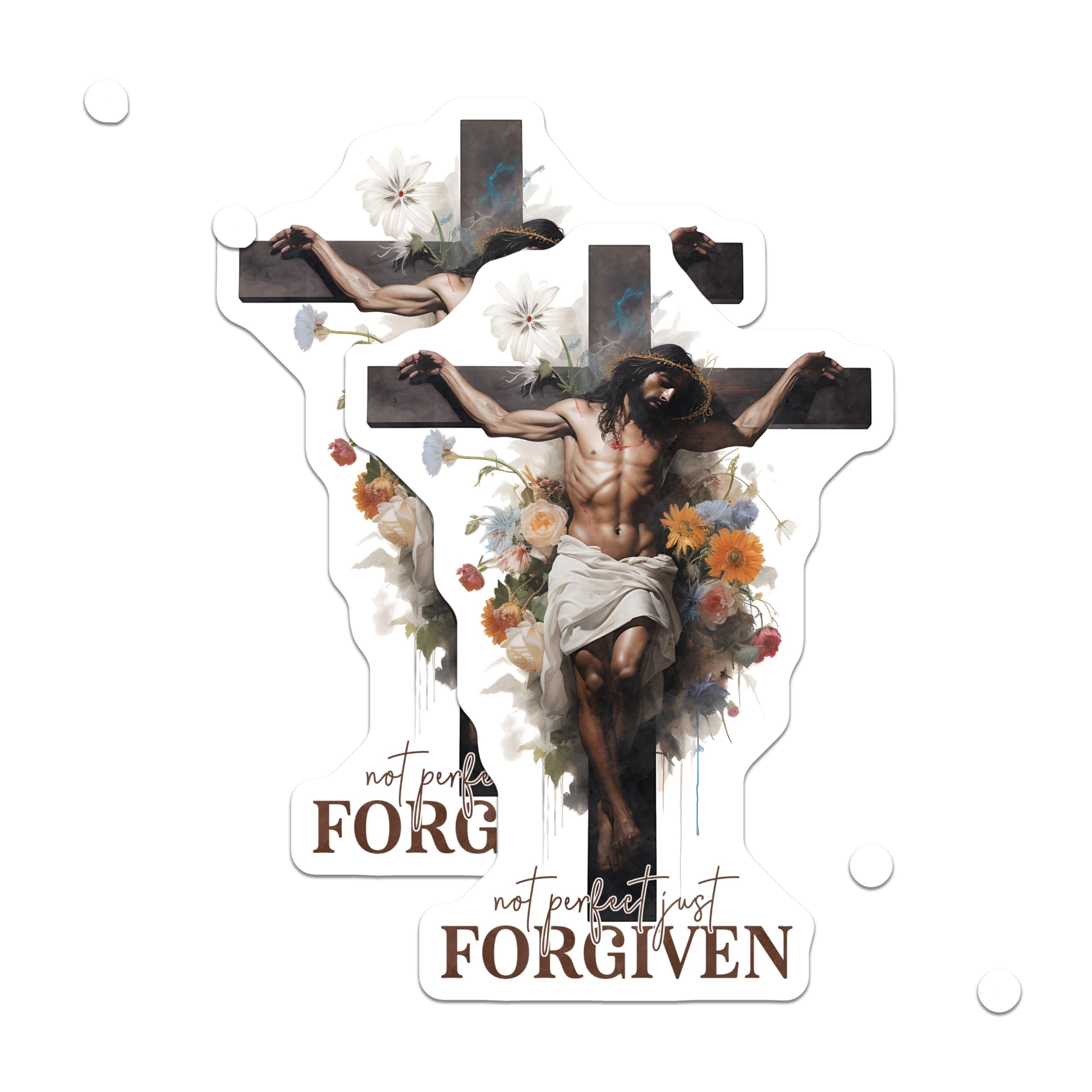 Forgiven Sticker (2 Pack) Jesus Christ Stickers - Forgiven Faith Quote - Floral Cross ...