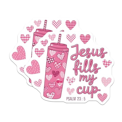 (2 Pack) Jesus Fills My Cup Magnets Magnets - Inspirational Quotes - Psalm 23:5 Decor - 5" On Longest Side - Made in USA - Sticks to Refrigerators & Metal Surfaces - MAG8923