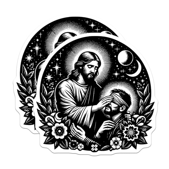 (2 Pack) Jesus Healing Blind Man Magnets - Christian Religious Art - Spiritual Faith Decor - 5 Inches On Longest Side - Thick Durable Magnet - Made in USA - MAG27363
