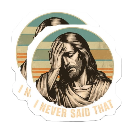 (2 Pack) Jesus I Never Said that Magnets - Funny Christian Humor Decor - Sarcastic Religious Meme Fridge Magnet - 5 Inches On Longest Side - Thick Durable Magnet - Made in USA - MAG28995