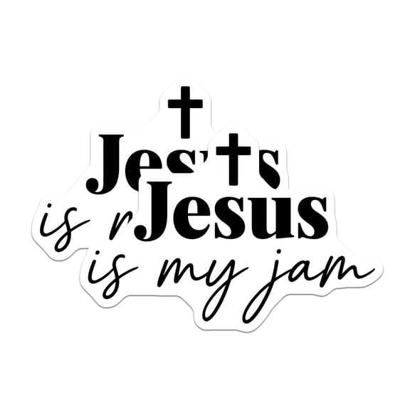 (2 Pack) Jesus is My Jam Stickers - Christian Stickers - Religious Sayings Stickers - 5" On Longest Side - Sticks to Smooth Flat Surfaces - Made in USA - BMCS15732