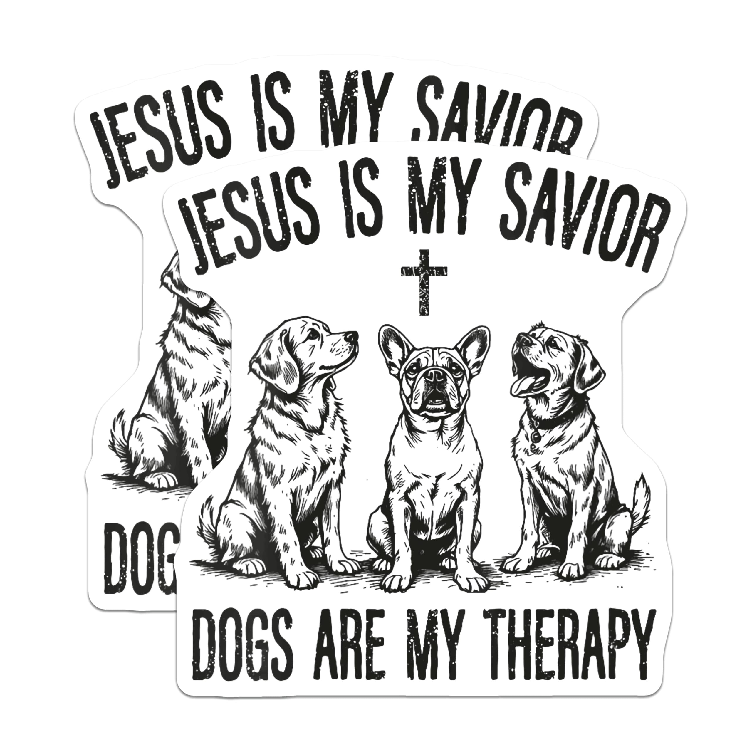 (2 Pack) Jesus My Savior Dogs My Therapy Stickers - Christian Pet Lover ...