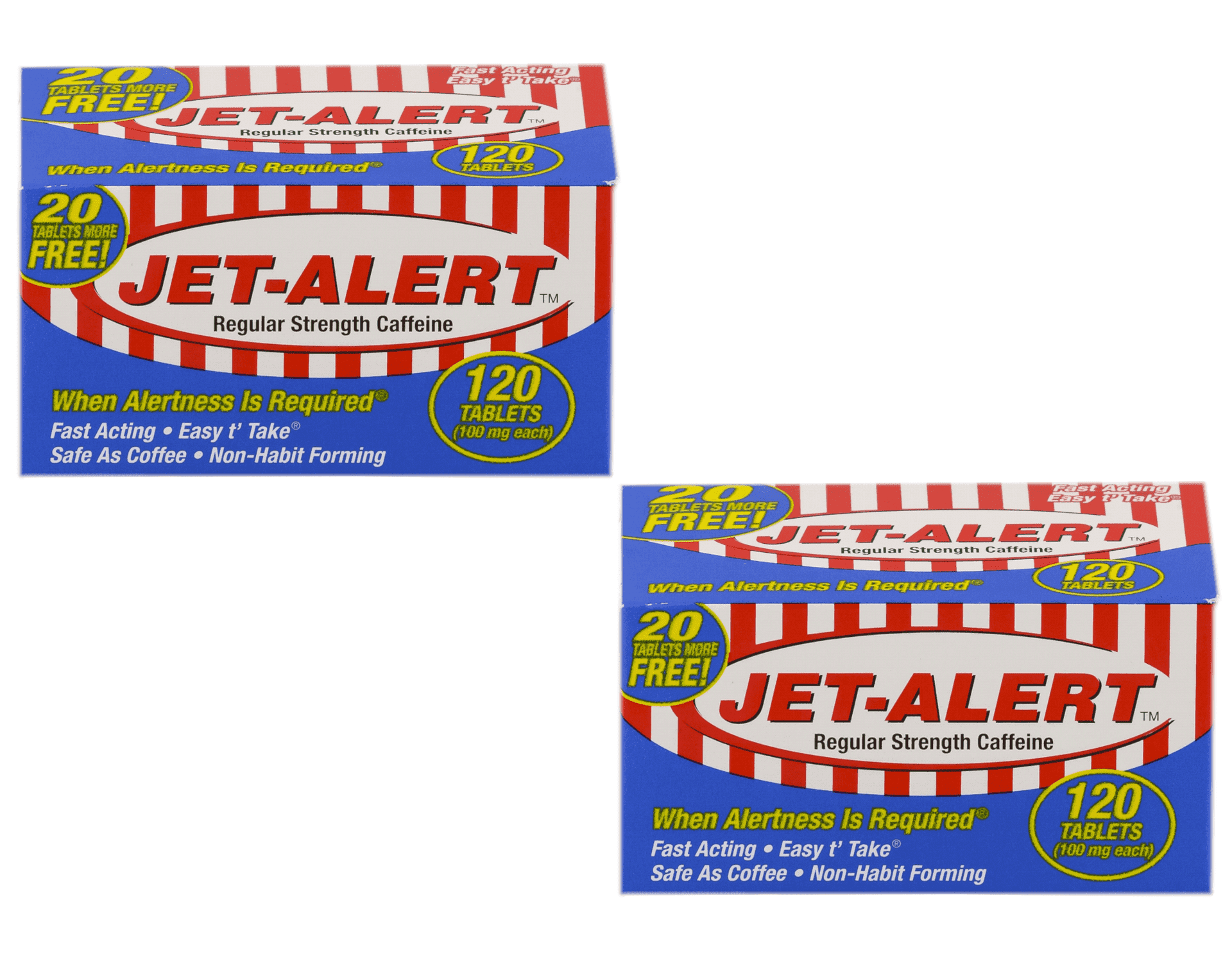 JET ALERT, Stay Awake Caffeine Tablets, 120 Count, 100 mg Each ...