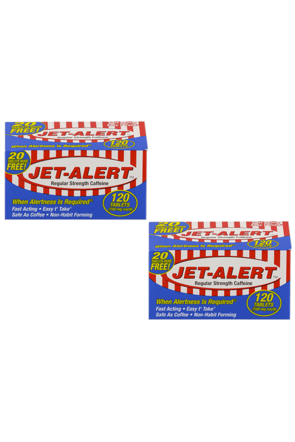 2 Pack - Jet Alert Stay Awake Caffeine Tablets 100 mg Each 120 Count Each
