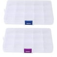 thumbnail image 1 of 2 Pack Jewelry Organizer, Small Transparent Plastic Bead Organizers(15 Grids) with Movable Dividers Earring Storage Containers Bead Holders, 6.81*3.85*0.9 inch, 1 of 7