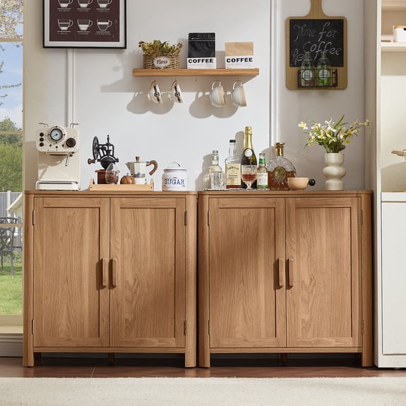 2 Pack Joaxswe Sideboard Buffet Cabinet with Storage Modern Credenza with Doors and Adjustable Shelves Wood Coffee Bar for Dining Room Living Room Kitchen