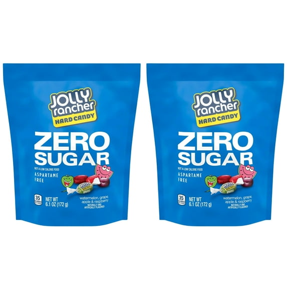 (2 Pack) Jolly Rancher Zero Sugar Assorted Fruit Flavored Hard Candy, Bag 6.1 oz