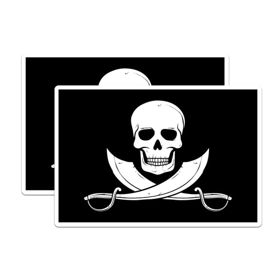 (2 Pack) Jolly Roger Pirate Flag Magnets - Pirate Skull - 5" On Longest Side - Premium Magnet - for Cars, Refrigerators, Toolboxes, Lockers- Made in USA - MAG0698