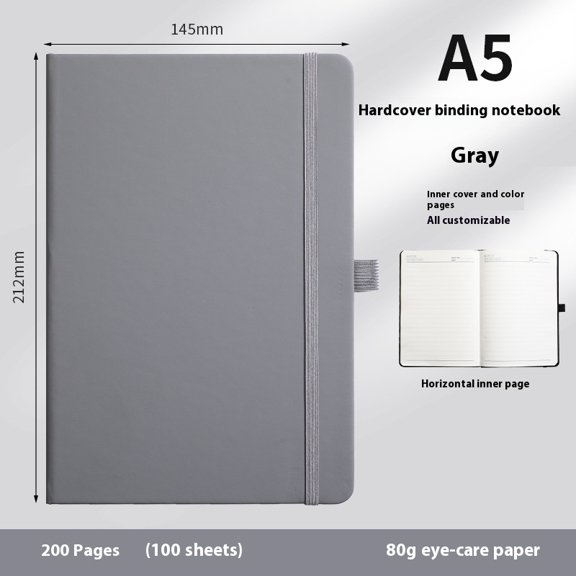 2 Pack Journal Notebook Bulk for School, Hardcover Business Notebooks Classic Ruled Lined Journals with Pen Holder for Work Note Taking, A5+A6 Gray