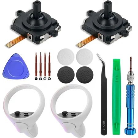 2 Pack Joystick Replacement for Oculus Quest 2/3 Controller/Meta Quest 2/3 Controller, 14 in One Replacement Joystick Analog Thumb Stick Repair Kit for Oculus Quest 2/3 Accessories