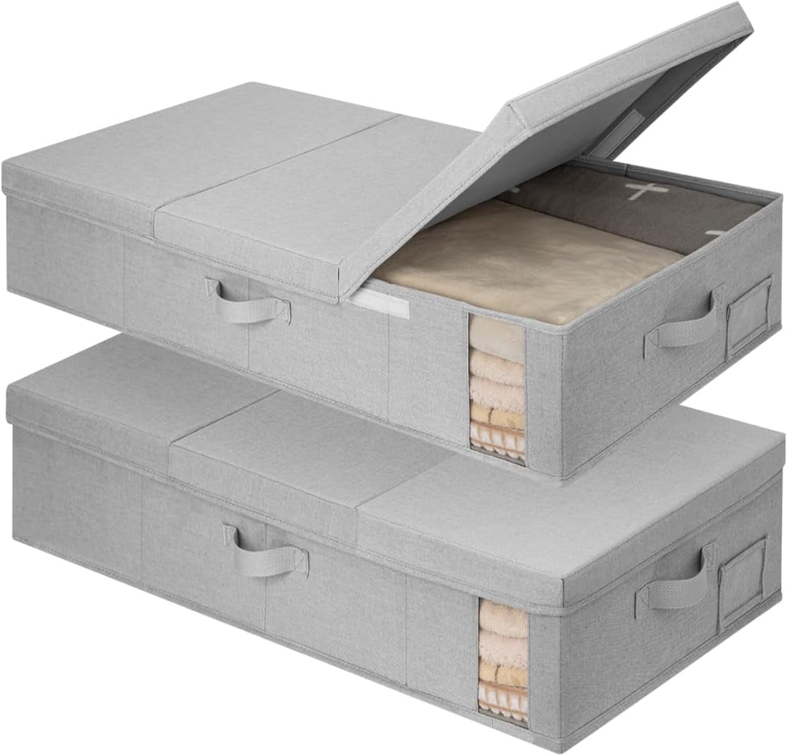 2-Pack Jumbo Under Bed Storage Bins with Lids, Underbed Storage ...