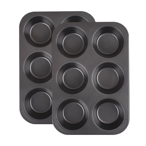 2 Pack Jumbo Muffin Pan, Texas Size Nonstick Cupcake Pan, 6-Cup Giant Muffin Tin, Carbon Steel Baking Pan for Muffins, Cupcakes, Brownies, Easy Clean & Heavy Duty