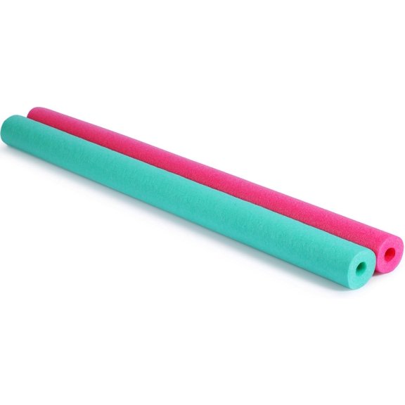 2 Pack Jumbo Pool Noodles Floating Pool Noodles Foam Tube Large Hollow Floating Training Device Swimming Craft Projects Padding Bumper(55 x 3.5 Inch,Green and Pink)