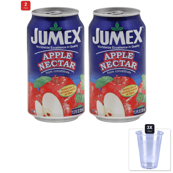 2 Pack | Jumex Nectar Apple, 11.3 Oz & 3x Disposable Cup