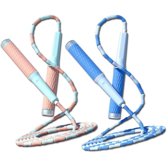 2 Pack Jump Rope for Fitness, Upgraded Segmented Jumping Rope for Workout, Adjustable Skipping Rope Speed Rope for Men & Women, Tangle-Free Kids Jump Rope with Soft Non-slip Handles