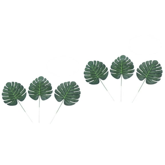 2 Pack Jungle Theme Faux Palm Plants for Garden Decor, Green Artificial Leaves, 31.5 x 14 x 0.2 cm, Indoor Outdoor Decoration