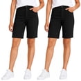 thumbnail image 1 of 2-Pack Junior's Uniform Super Stretch Bermuda Shorts – Girls Twill School Shorts, 1 of 5