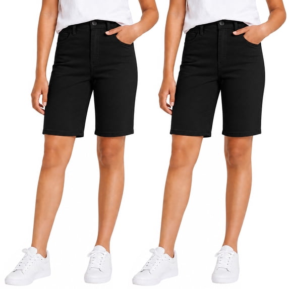 2-Pack Junior's Uniform Super Stretch Bermuda Shorts – Girls Twill School Shorts