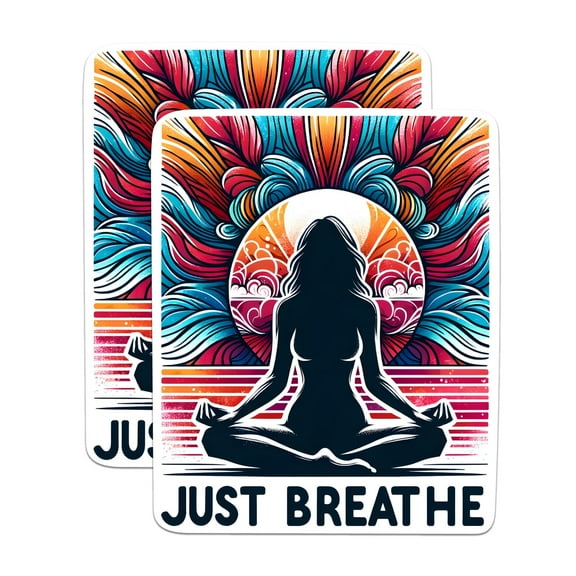 (2 Pack) Just Breathe Magnets - Meditation Mindfulness Zen - Positive Inspiring - 5" On Longest Side - Premium Magnet - for Cars, Refrigerators, Toolboxes, Lockers- Made in USA - MAG0687