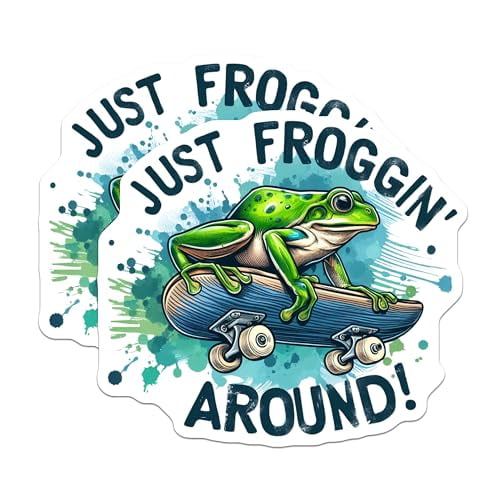 (2 Pack) Just Froggin Around Magnets - Frog Skateboard Art - Fun Fridge Magnets - Unique Novelty Magnets - 5" On Longest Side - for Cars, Fridges, Toolboxes - Made in USA - MAG4580