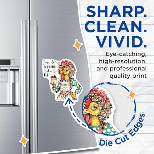 (2 Pack) Just Doing My Morning Coffee Prime Magnets - Chicken Humor - Funny Shopping Magnet - 5" On Longest Side - for Cars, Fridges, Toolboxes - Made in USA - MAG4367