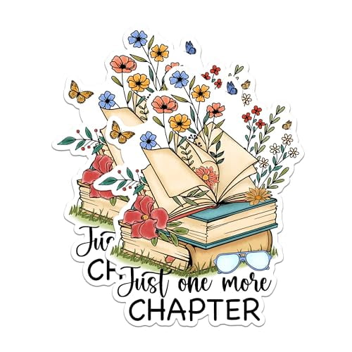 (2 Pack) Just One More Chapter Magnets - Book Lover Magnets - Floral Book Stack Magnets- 5" On Longest Side - for Fridges, Toolboxes, Cars - Made in USA - MAG2988