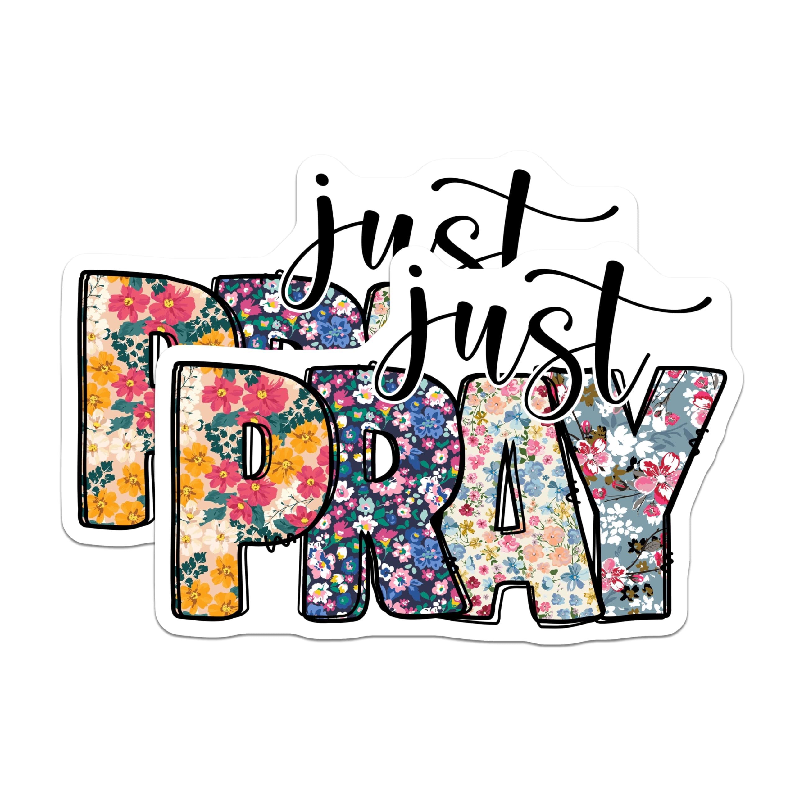Devotion Sticker (2 Pack) Just Pray Stickers - Floral Christian Decals - Inspirational ...